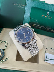 Rolex Datejust 41mm 126334 2026 Green Bright Blue Dial Jubilee